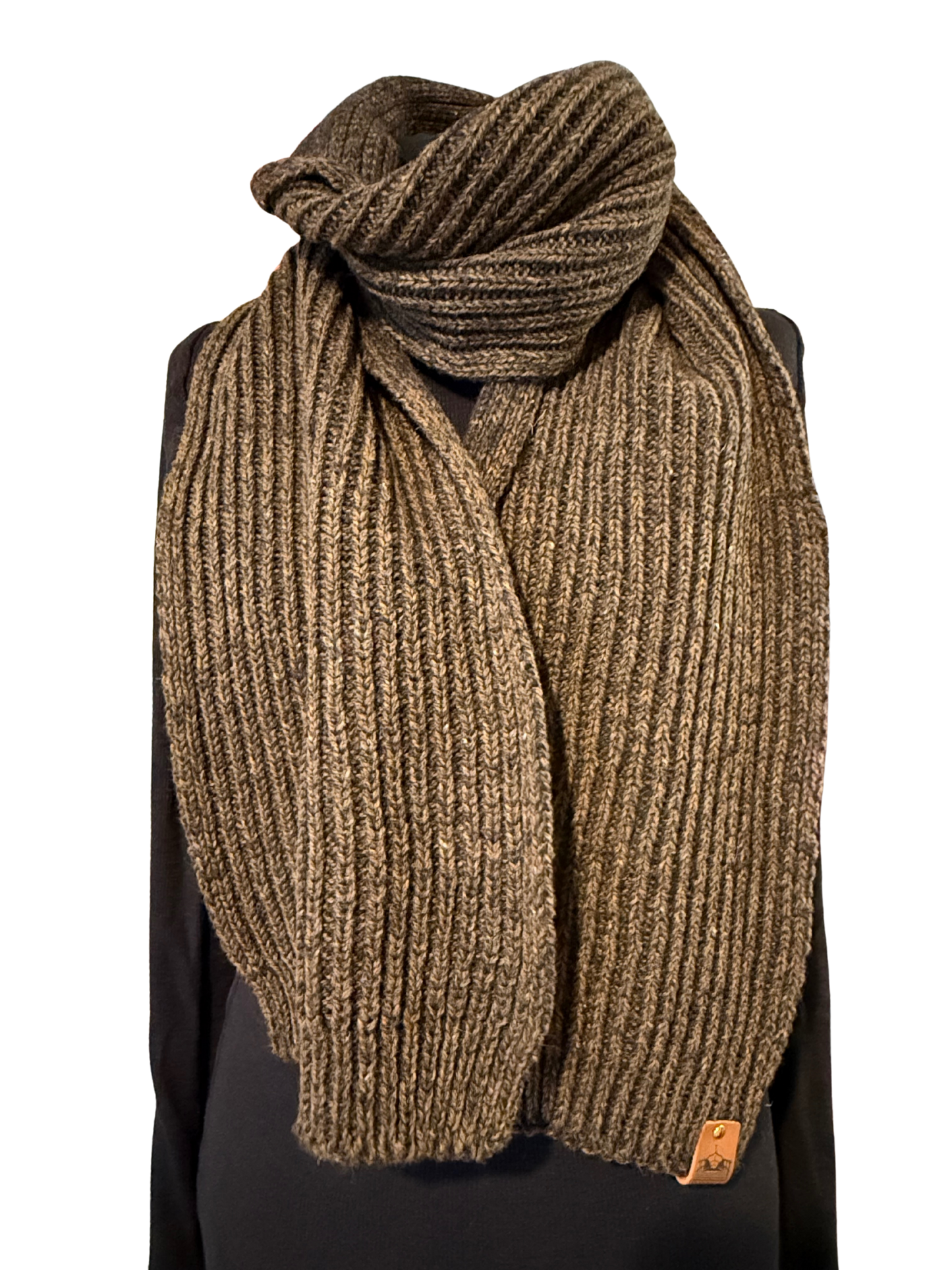 Peat Ribbed Bute Scarf
