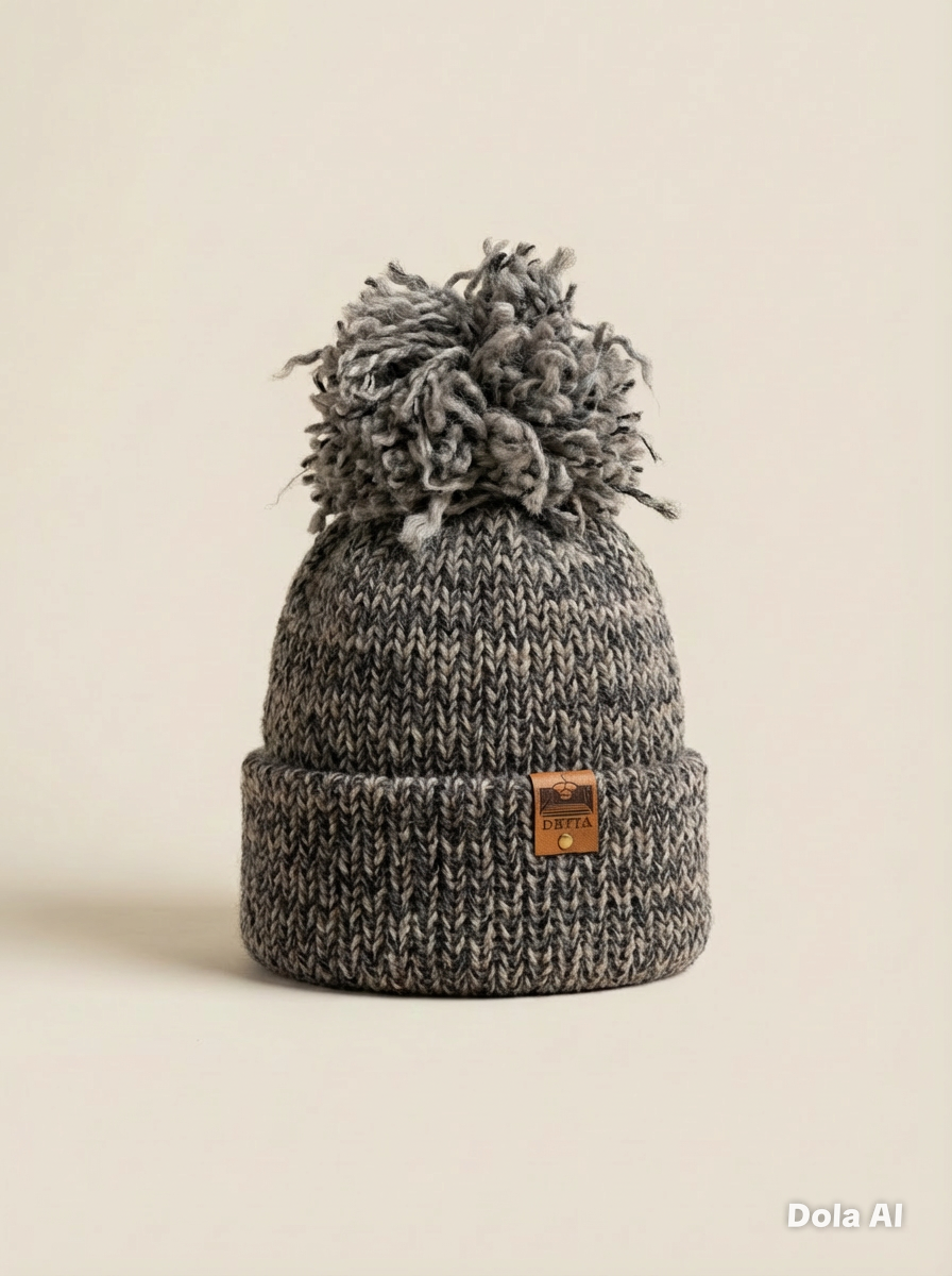 Wool Bobble Hat - Anam na Mara Edition - Heather Mist