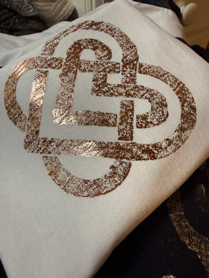Ladies Celtic Heart T-Shirt - White & Copper