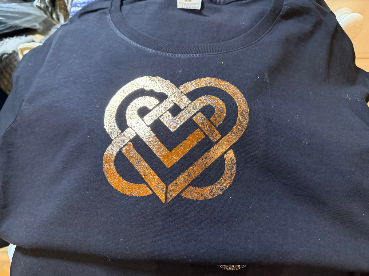 Ladies Celtic Heart T-Shirt - Black & Copper