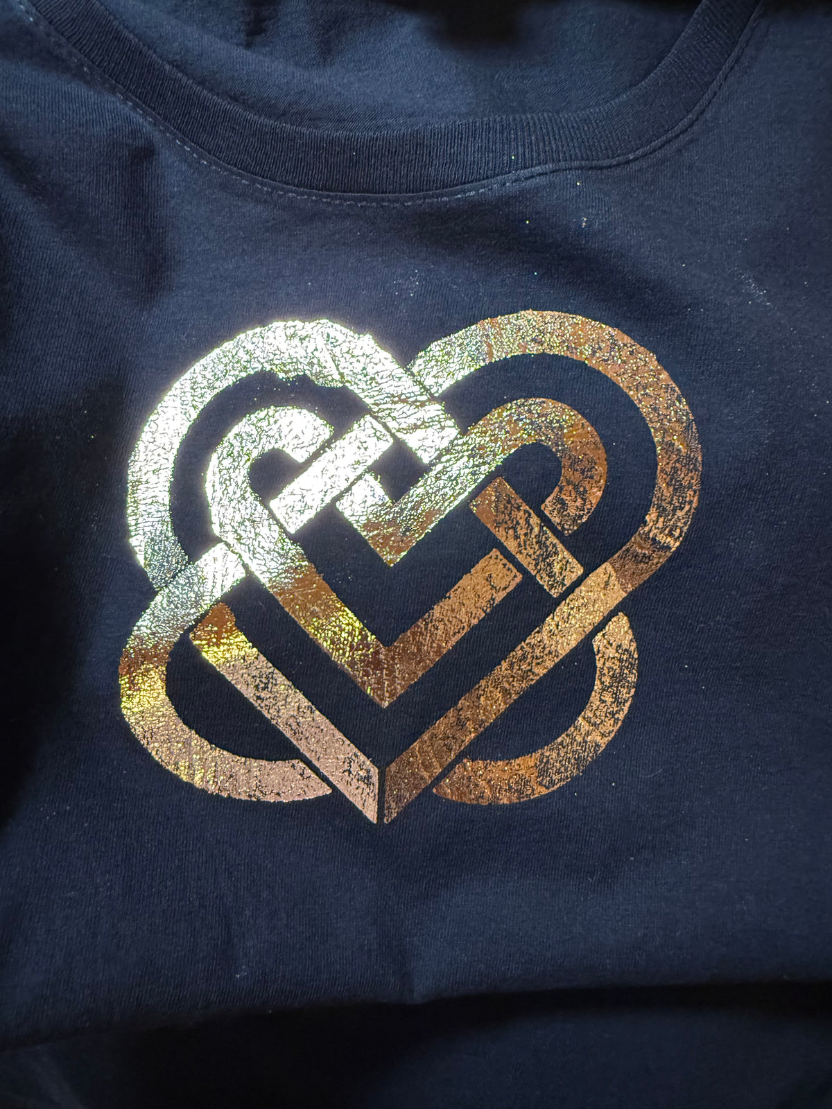 Ladies Celtic Heart T-Shirt - Black & Copper
